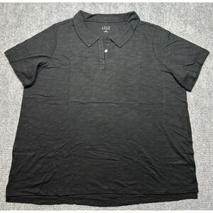 Joan Rivers Polo Shirt Womens 2X Black Short Sleeve Collared Top Linen New